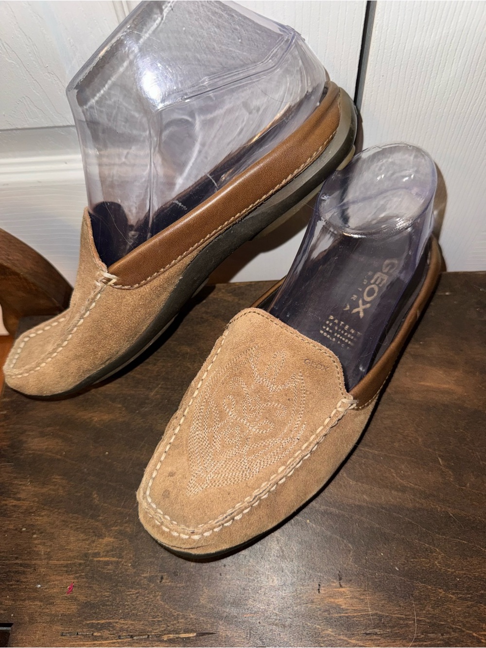Geox Brown Suede Slip-On Loafers EU 38